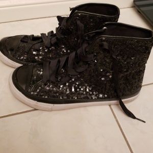 Delia's black sequin high top tennis shoes